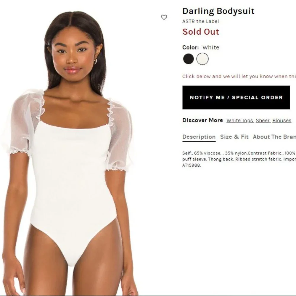 ASTR the Label Revolve Darling Bodysuit NWOT - Picture 5 of 5